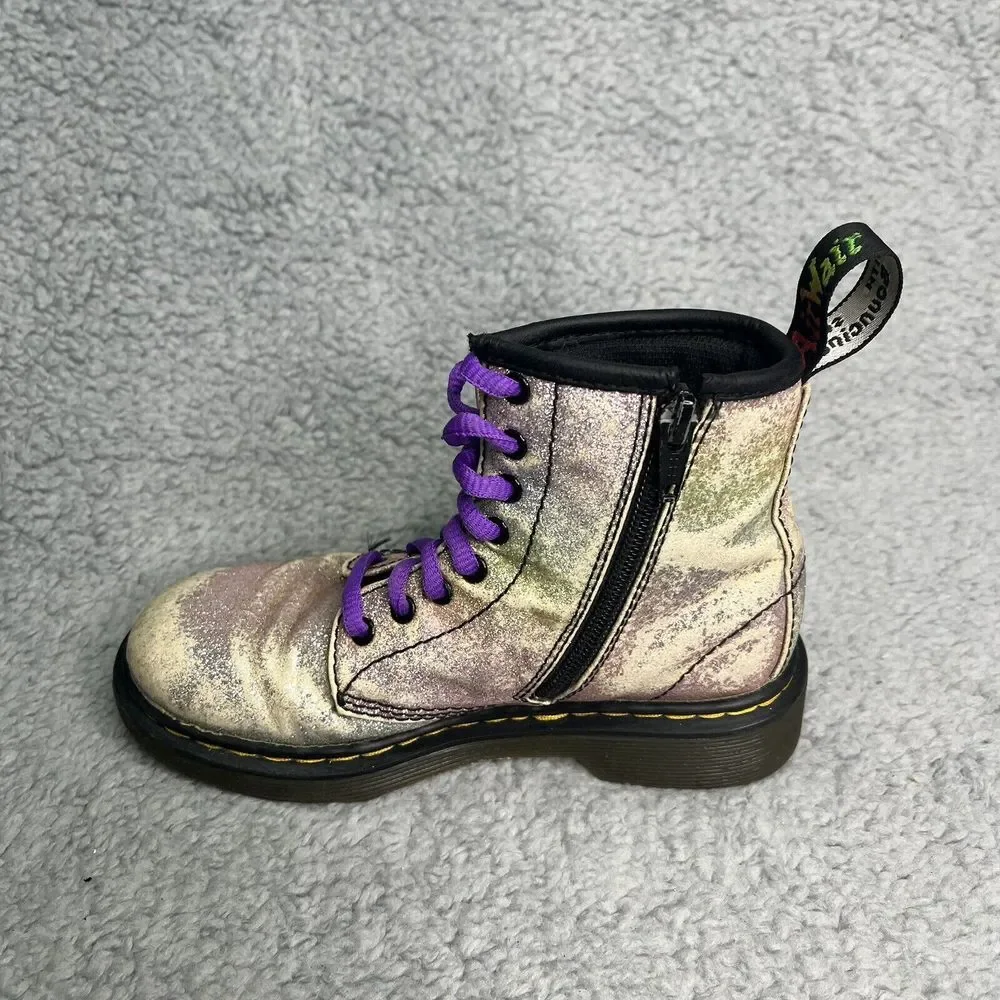 Doc‎ Martens 1460 Boots 8 Eye Youth Size 13 Dr Martens Glitter Silver & Purple